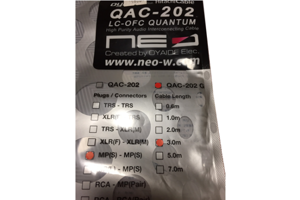 NEO(オヤイデ電気) ギターシールド QAC-202　Made in Japanの楽器・機材シリーズ
